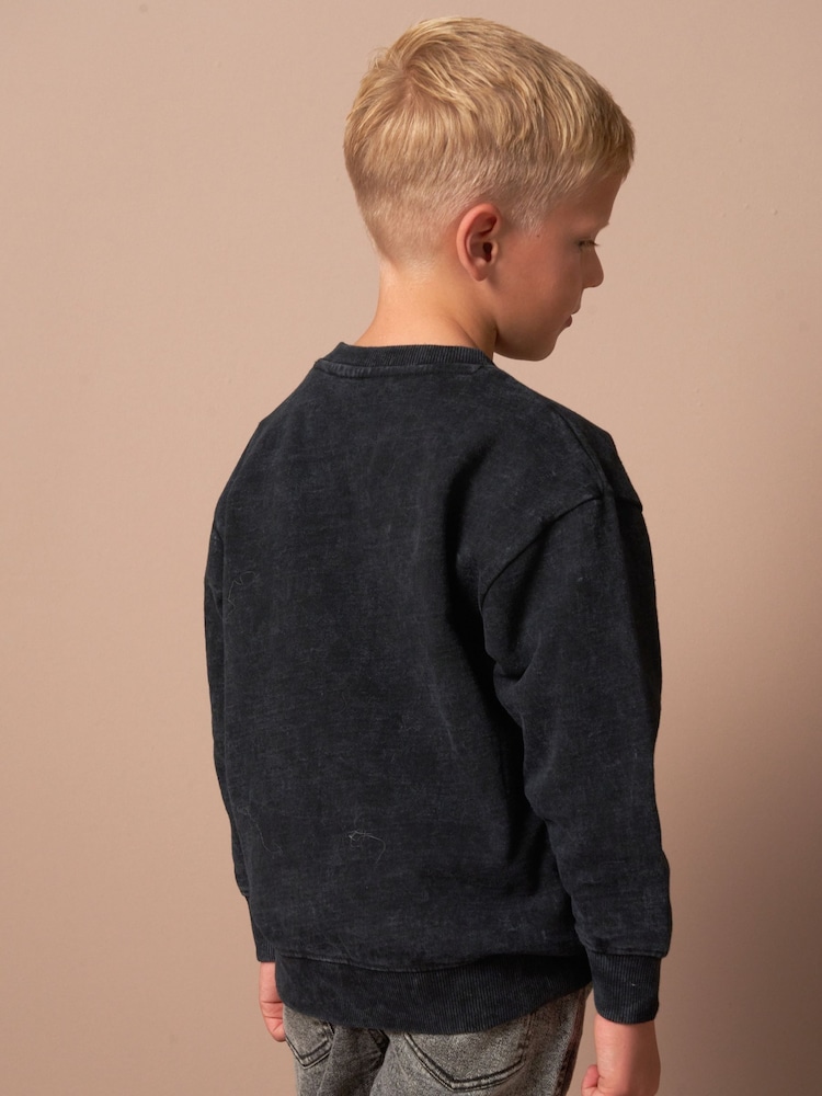 Angel & Rocket Grey Minecraft Graphic Washed Sweatshirt - Image 2 of 7