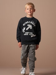 Angel & Rocket Grey Minecraft Graphic Washed Sweatshirt - Image 4 of 7