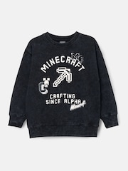 Angel & Rocket Grey Minecraft Graphic Washed Sweatshirt - Image 5 of 7