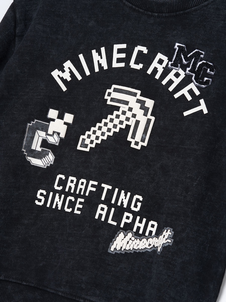 Angel & Rocket Grey Minecraft Graphic Washed Sweatshirt - Image 7 of 7