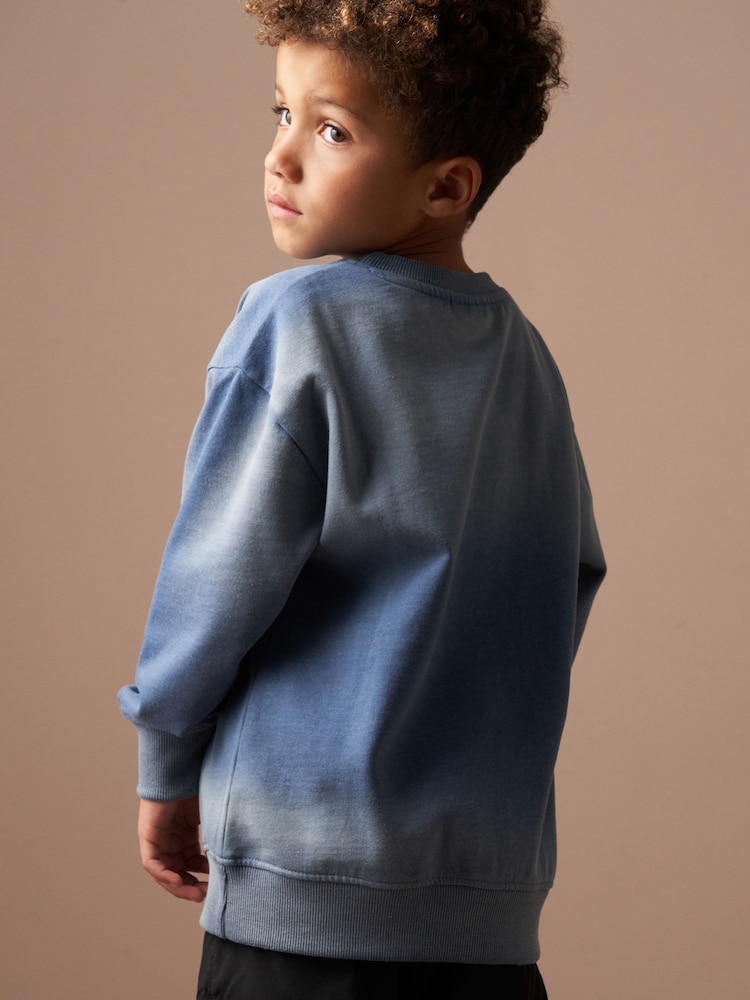 Angel & Rocket Blue Minecraft Washed Graphic 100% Cotton Sweatshirt - Image 2 of 7