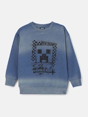 Angel & Rocket Blue Minecraft Washed Graphic 100% Cotton Sweatshirt - Image 5 of 7