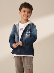 Angel & Rocket Blue Smile Denim Overshirt With Hood - Image 1 of 7