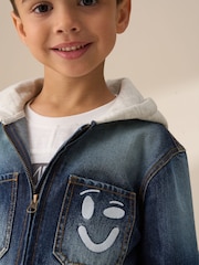 Angel & Rocket Blue Smile Denim Overshirt With Hood - Image 4 of 7