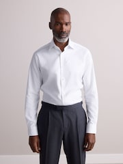 White/Blue Slim Fit Signature 100% Cotton Textured Long Sleeve Shirt 2 Pack - Image 2 of 10