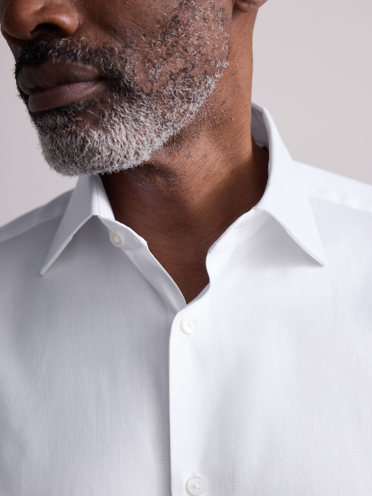 White/Blue Slim Fit Signature 100% Cotton Textured Long Sleeve Shirt 2 Pack - Image 5 of 10