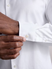 White/Blue Slim Fit Signature 100% Cotton Textured Long Sleeve Shirt 2 Pack - Image 6 of 10