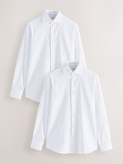 White/White Slim Fit Signature 100% Cotton Textured Long Sleeve Shirt 2 Pack - Image 1 of 7