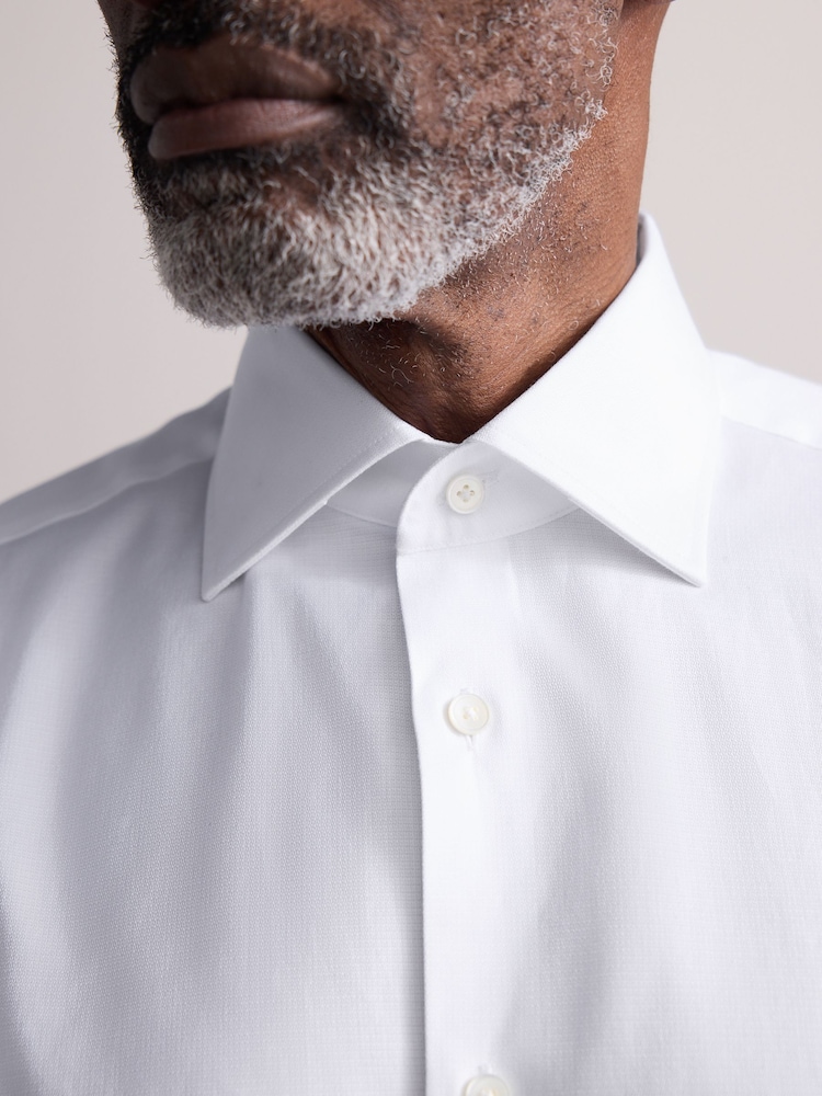 White/White Slim Fit Signature 100% Cotton Textured Long Sleeve Shirt 2 Pack - Image 5 of 7