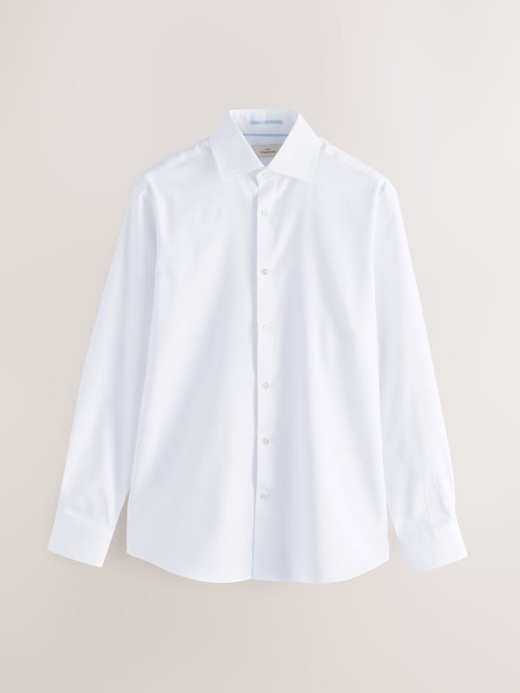 White/White Slim Fit Signature 100% Cotton Textured Long Sleeve Shirt 2 Pack - Image 7 of 7