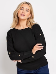 M&Co Black Popper Detail Batwing Jumper - Image 1 of 5