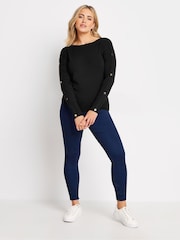 M&Co Black Popper Detail Batwing Jumper - Image 2 of 5