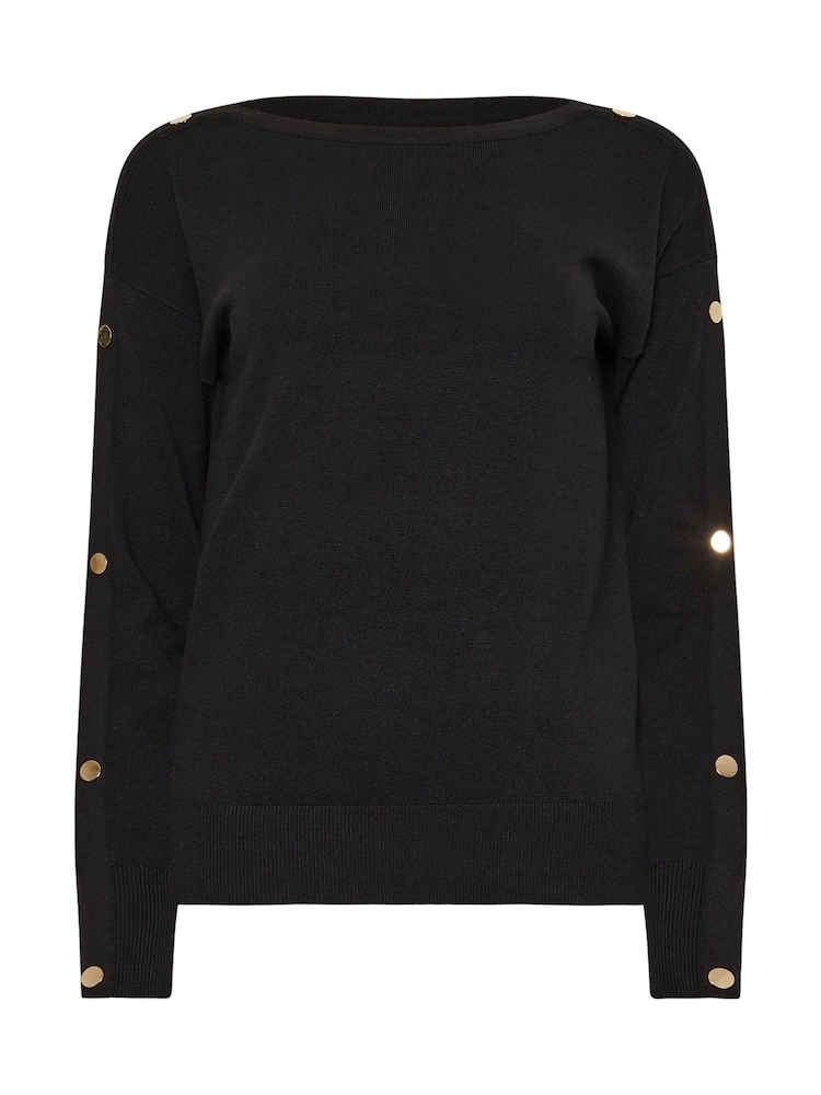 M&Co Black Popper Detail Batwing Jumper - Image 5 of 5