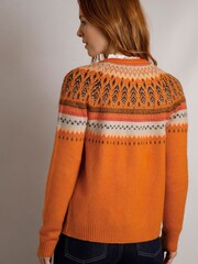 Oranžna - Weird Fish Hatty Eco Fair Isle pletena jopa - Slika 3 iz 9
