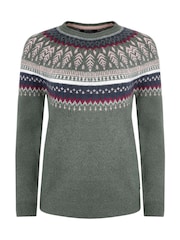 Weird Fish Green Weird Fish Lowell Eco FairIsle Pattern Jumper - Image 2 of 3