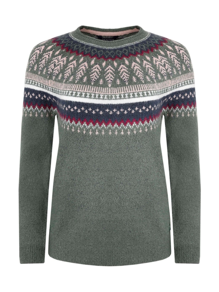 Weird Fish Green Weird Fish Lowell Eco FairIsle Pattern Jumper - Image 2 of 3