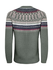 Weird Fish Green Weird Fish Lowell Eco FairIsle Pattern Jumper - Image 3 of 3