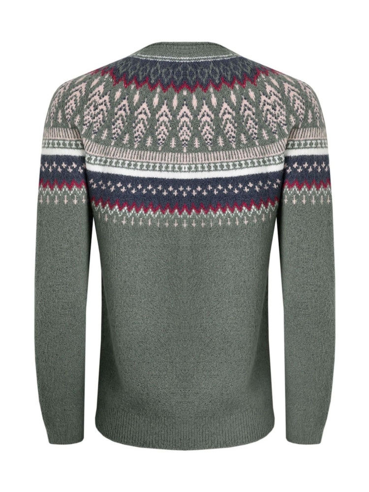 Weird Fish Green Weird Fish Lowell Eco FairIsle Pattern Jumper - Image 3 of 3