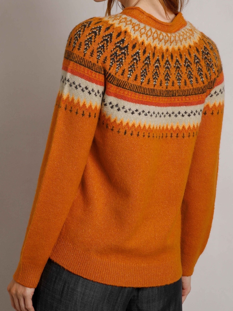 Weird Fish Orange Weird Fish Lowell Eco FairIsle Pattern Jumper - Image 2 of 7 Weird Fish Orange Weird Fish Lowell Eco FairIsle Pattern Jumper - Image 2 of 7