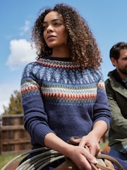 Weird Fish Blue Weird Fish Lowell Eco FairIsle Pattern Jumper - Image 1 of 1