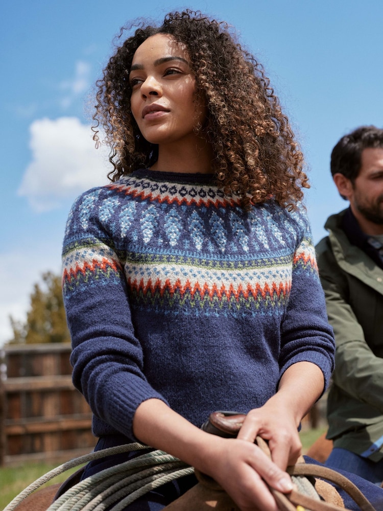 Weird Fish Blue Weird Fish Lowell Eco FairIsle Pattern Jumper - Image 1 of 1