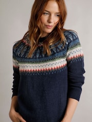 Weird Fish Blue Weird Fish Lowell Eco FairIsle Pattern Jumper - Image 2 of 4