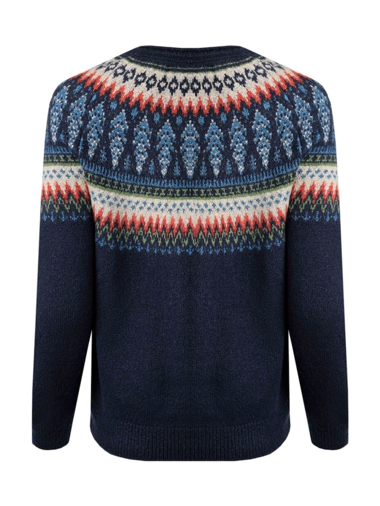 Weird Fish Blue Weird Fish Lowell Eco FairIsle Pattern Jumper - Image 4 of 4
