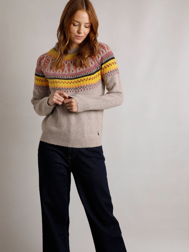 Weird Fish Grey Weird Fish Lowell Eco FairIsle Pattern Jumper - Image 1 of 1