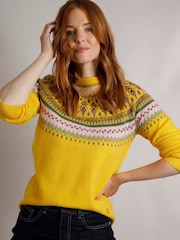 Weird Fish Yellow Weird Fish Lowell Eco FairIsle Pattern Jumper - Image 1 of 7