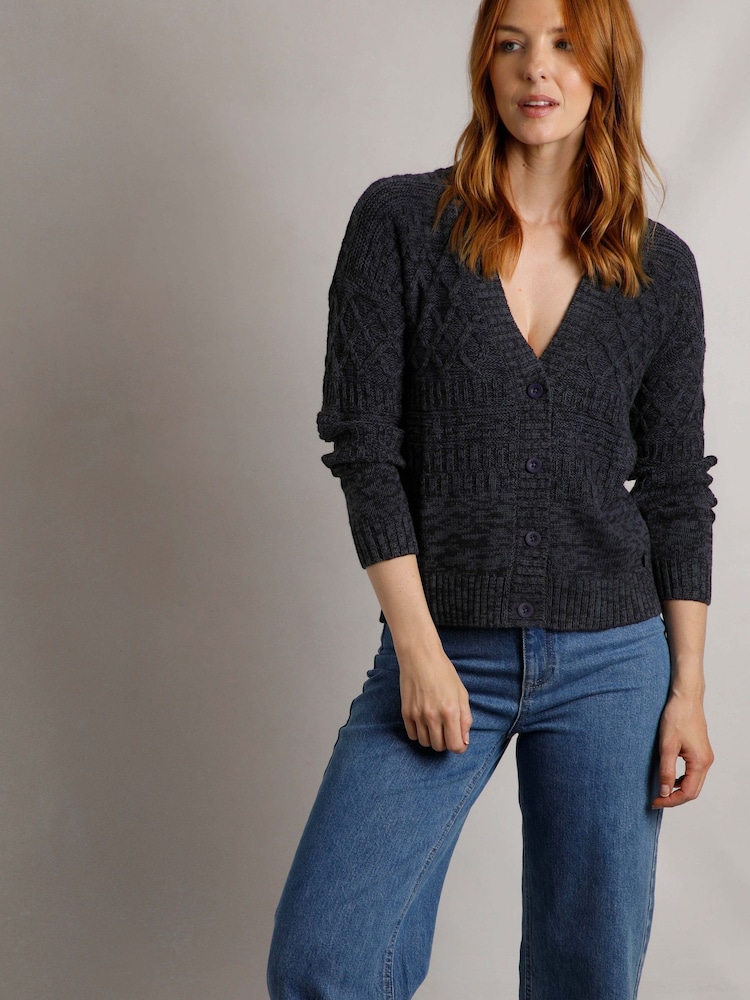modra - Weird Fish Amiens Eco Outfitter Mešani šiv pletena jopa - Slika 1 iz 4