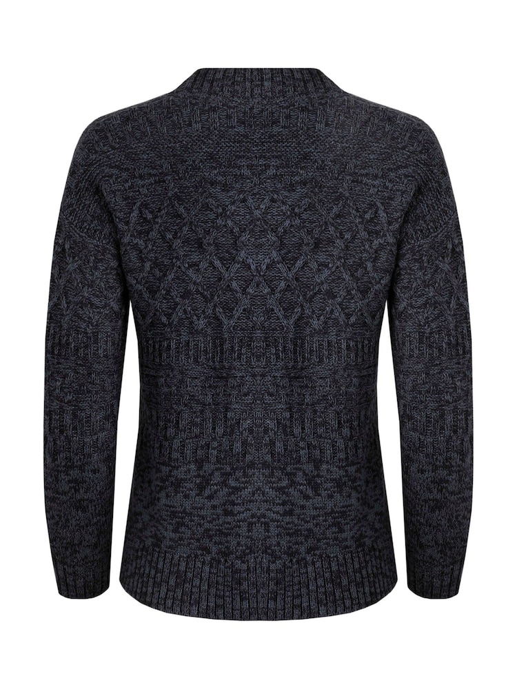 modra - Weird Fish Amiens Eco Outfitter Mešani šiv pletena jopa - Slika 4 iz 4