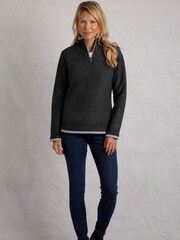 Weird Fish Black Beyonce 1/4 Zip Grid Fleece - Image 1 of 6