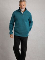 Weird Fish Stowe Recycled 1/4 Zip Soft Knit 100% Organic cotton Sweatshirt - Image 1 of 3