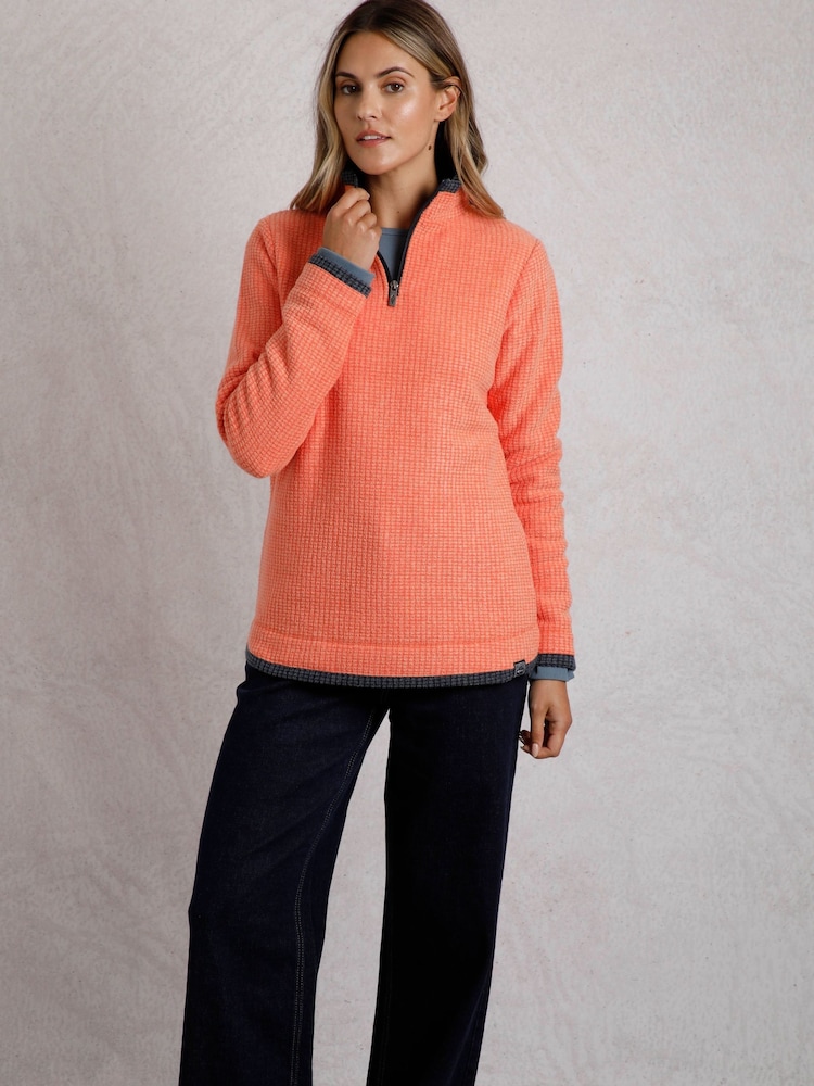 Weird Fish Orange Beyonce 1/4 Zip Grid Fleece - Image 2 of 9