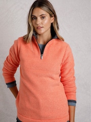 Weird Fish Orange Beyonce 1/4 Zip Grid Fleece - Image 7 of 9