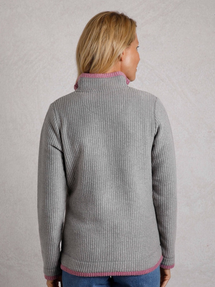 Weird Fish Grey Beyonce 1/4 Zip Grid Fleece - Image 2 of 7
