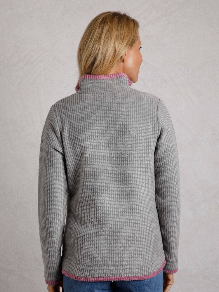 Weird Fish Grey Beyonce 1/4 Zip Grid Fleece - Image 2 of 7 Weird Fish Grey Beyonce 1/4 Zip Grid Fleece - Image 2 of 7