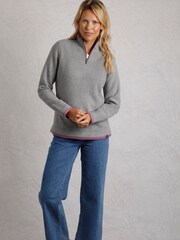 Weird Fish Grey Beyonce 1/4 Zip Grid Fleece - Image 3 of 7