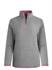 Weird Fish Grey Beyonce 1/4 Zip Grid Fleece - Image 6 of 7