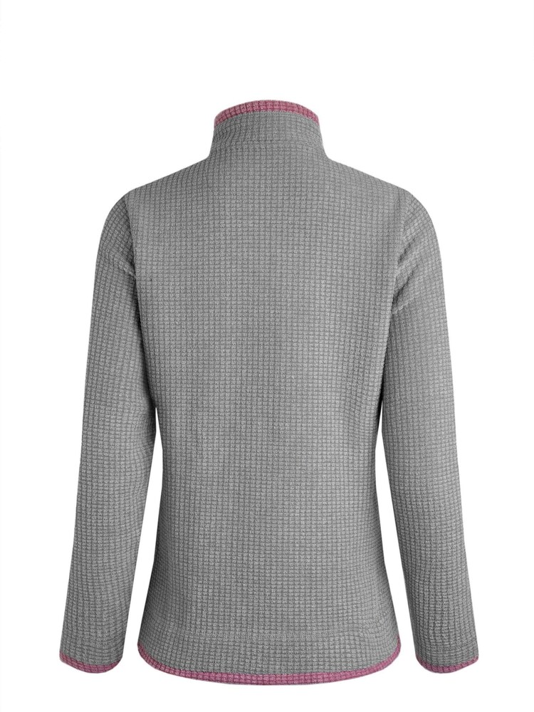 Weird Fish Grey Beyonce 1/4 Zip Grid Fleece - Image 7 of 7 Weird Fish Grey Beyonce 1/4 Zip Grid Fleece - Image 7 of 7