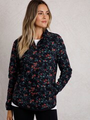 Weird Fish Blue Weird Fish Reena 1/4 Zip Printed Microfleece Sweatshirt - Image 1 of 6
