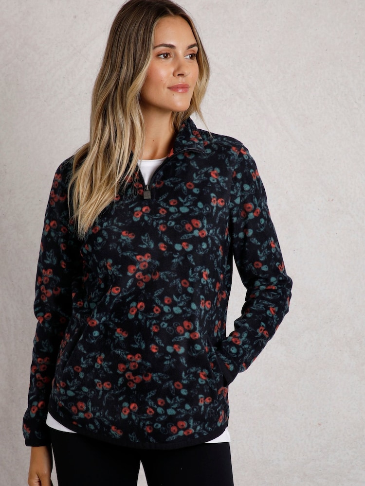 Weird Fish Blue Weird Fish Reena 1/4 Zip Printed Microfleece Sweatshirt - Image 1 of 6