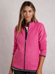 Weird Fish Pink Ariana Eco Full Zip Grid Fleece - Image 1 of 6