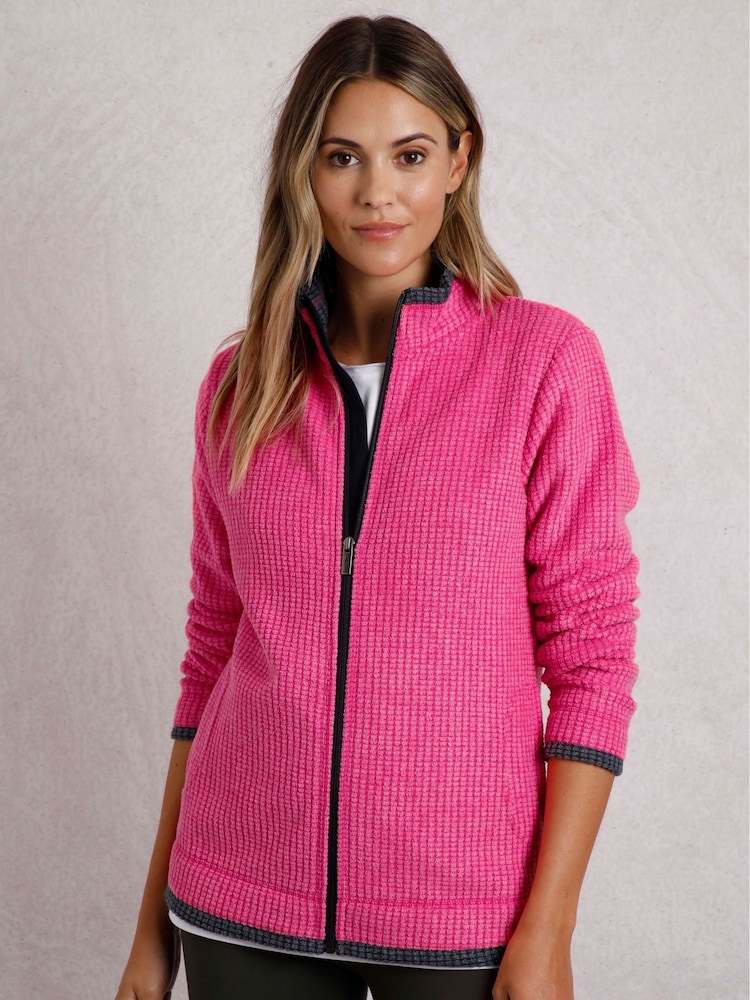 Weird Fish Pink Ariana Eco Full Zip Grid Fleece - Image 1 of 6