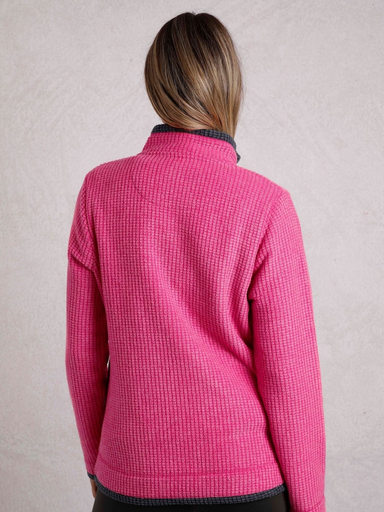 Weird Fish Pink Ariana Eco Full Zip Grid Fleece - Image 2 of 6