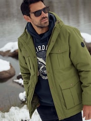 Weird Fish Green Teignmouth Recycled Showerproof Borg Lined Field Jacket - Image 1 of 3