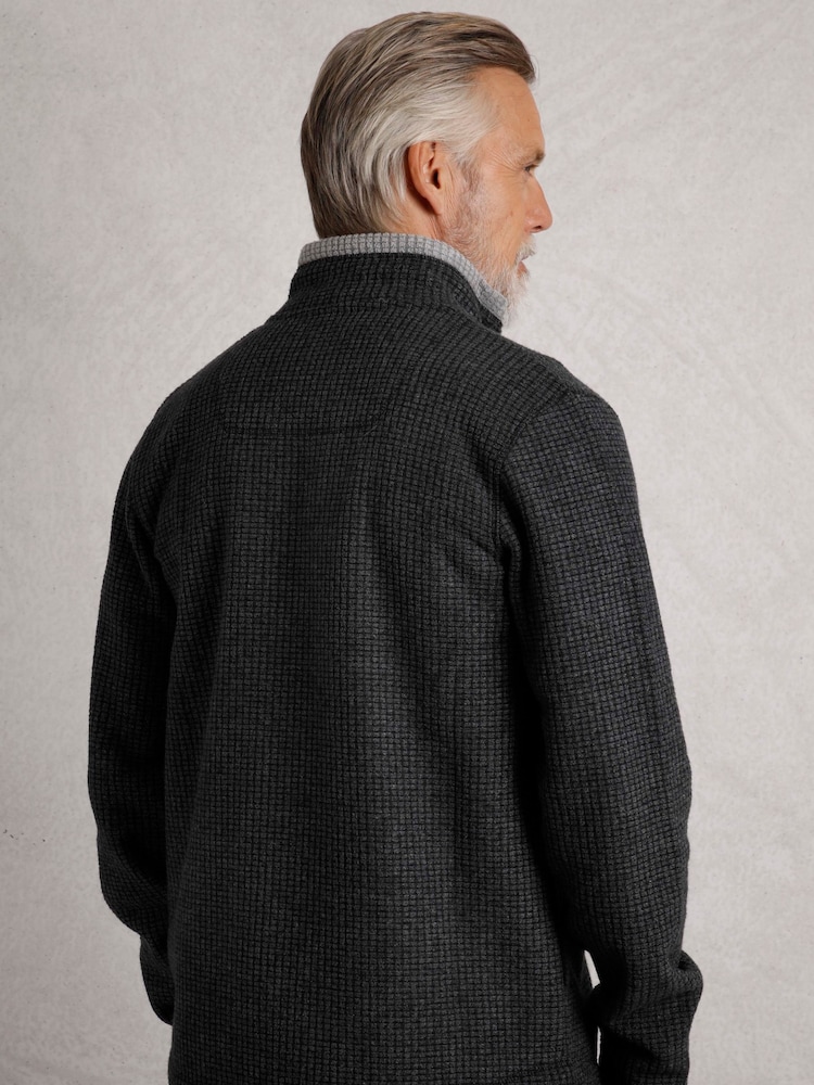 Черный - Weird Fish Shires Full Zip Grid Fleece - Image 2 of 7