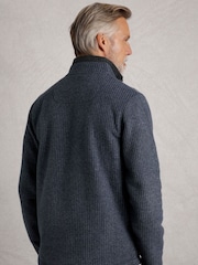أزرق داكن - Weird Fish Shires Full Zip Grid Fleece - صورة 2 من 7