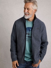 أزرق داكن - Weird Fish Shires Full Zip Grid Fleece - صورة 3 من 7