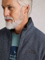 أزرق داكن - Weird Fish Shires Full Zip Grid Fleece - صورة 4 من 7